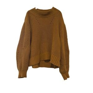 J Crew sz M brown shaker stitch fisherman sweater %100 cotton cozy warm #2099